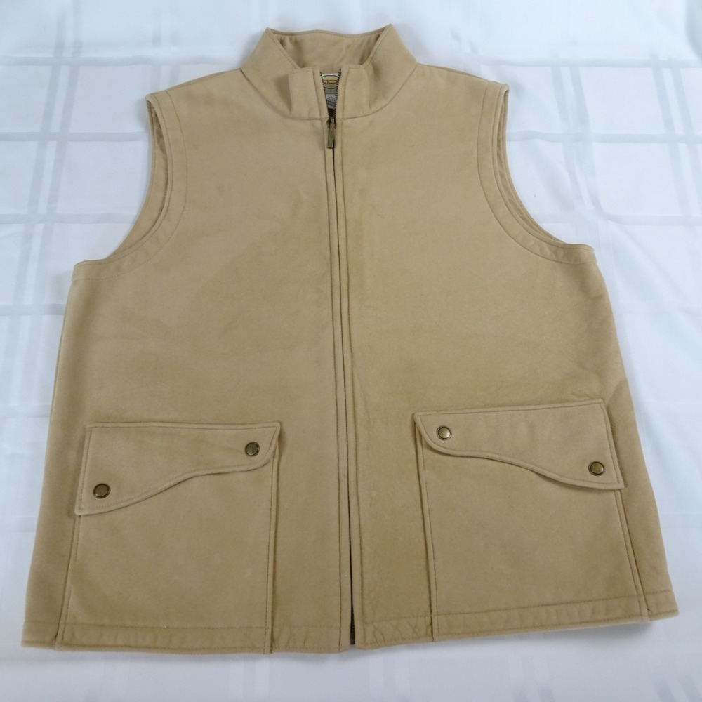 Talbots Vest. Women's Petite Small.  Suede Feel, Zip, Tan.
